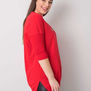 Red plus size blouse with Beauty inscription