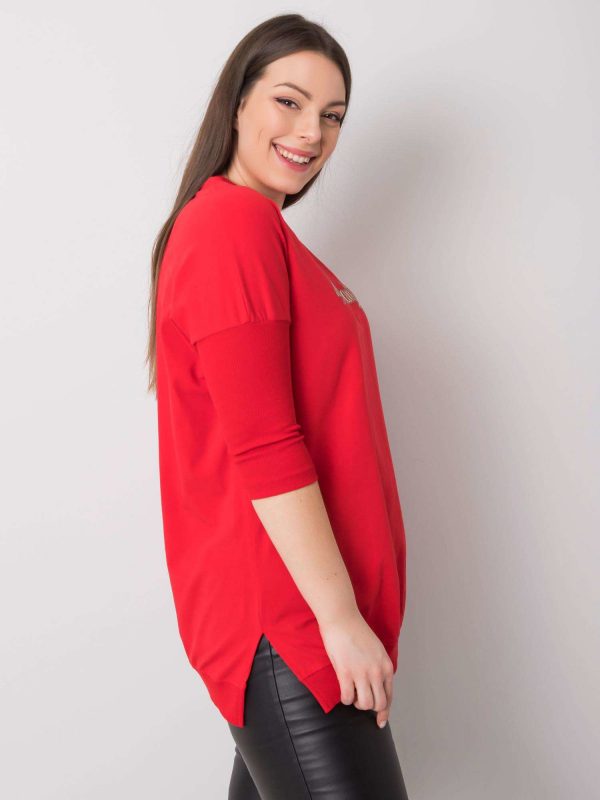 Red plus size blouse with Beauty inscription