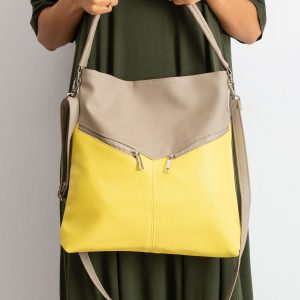 Dark beige bag with yellow insert