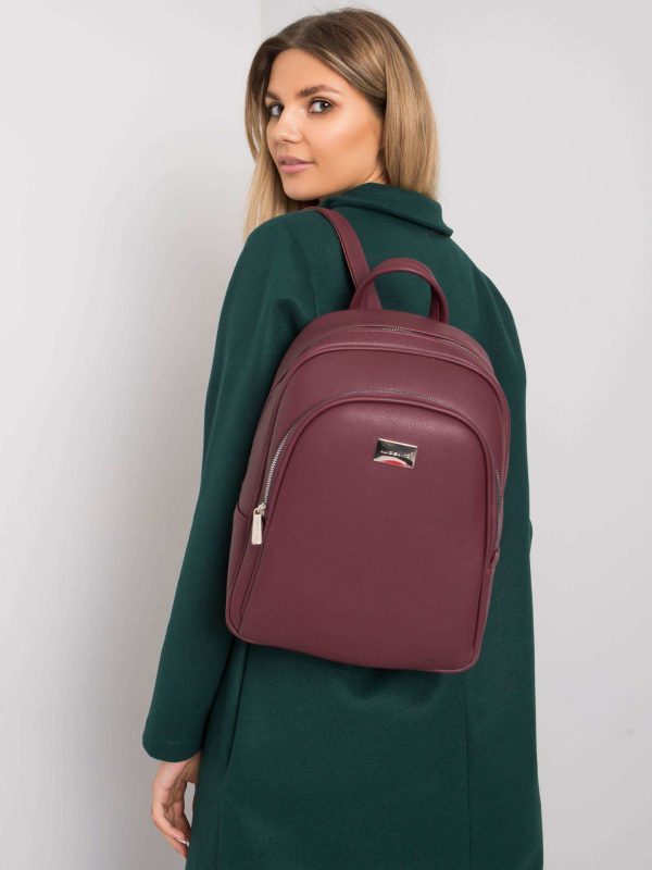 Burgundy eco-leather backpack