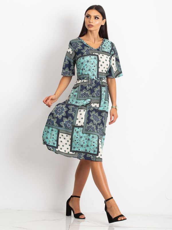 RUE PARIS Mint navy dress Calm