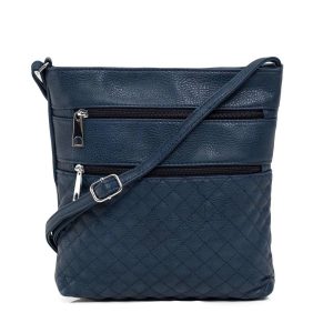 Navy blue quilted handbag