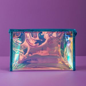 Blue Holographic Cosmetic Bag