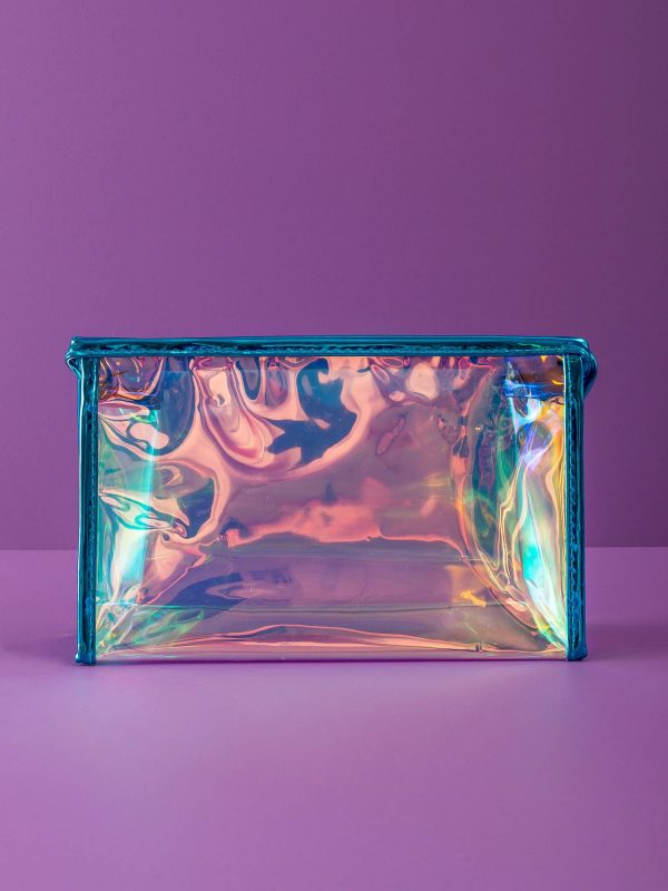 Blue Holographic Cosmetic Bag