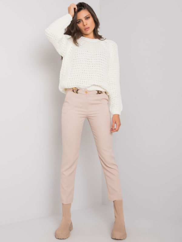 Beige Elegant Beverley Trousers