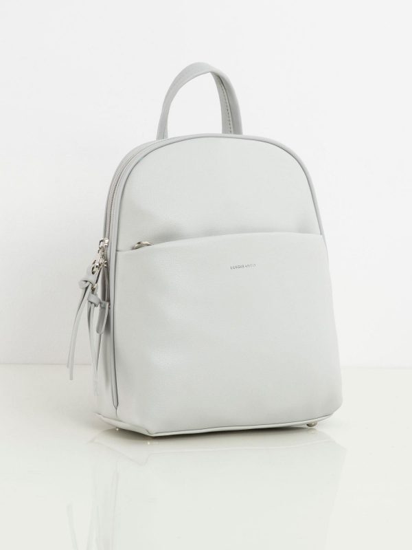 Light Grey Eco-Leather Backpack