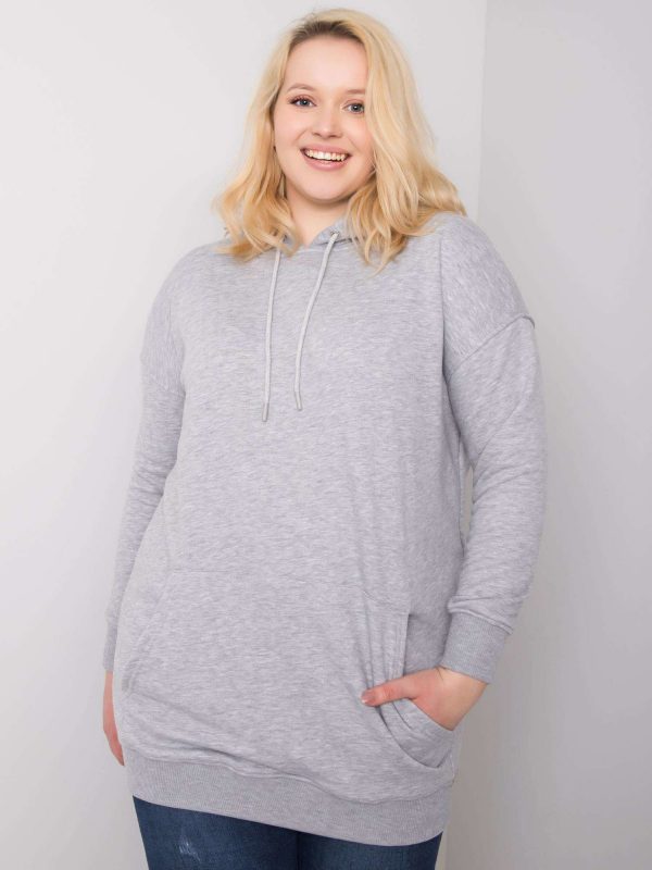 Grey melange plus size hoodie Luna