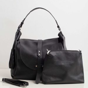 Black Large Bag With Cosmetic Bag