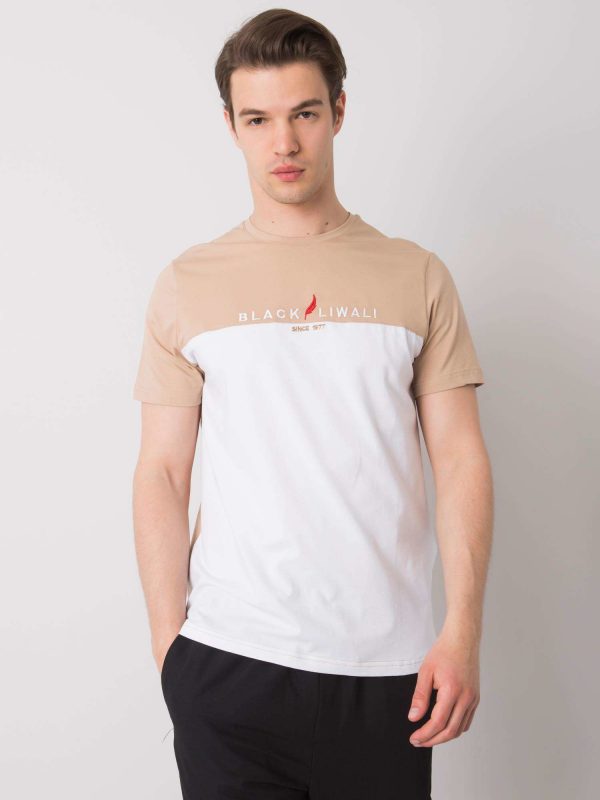 Beige and white T-shirt for men Morris LIWALI