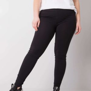 Black and silver plus size leggings with charlotta stripes