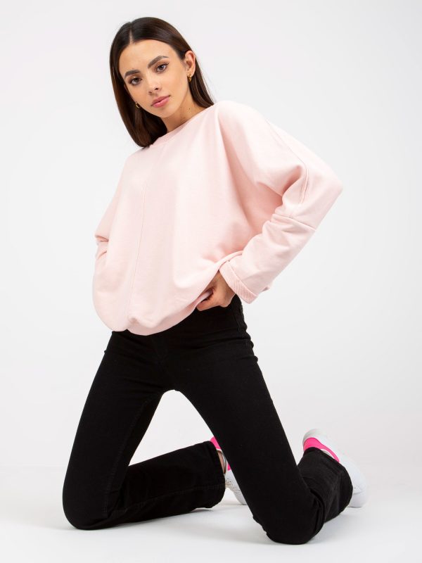 Light pink women's basic sweatshirt without hood RUE PARIS