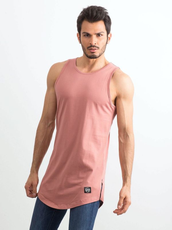 Pink-brown men's long tank top
