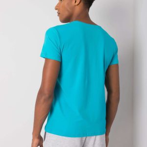 Turquoise Men's T-Shirt with Colorful Print Adriel