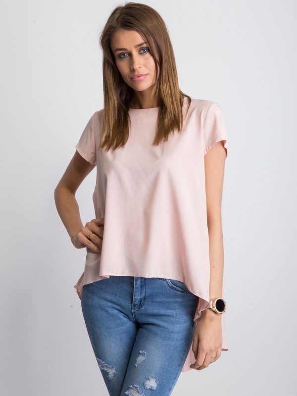 Blouse with longer back dirty pink