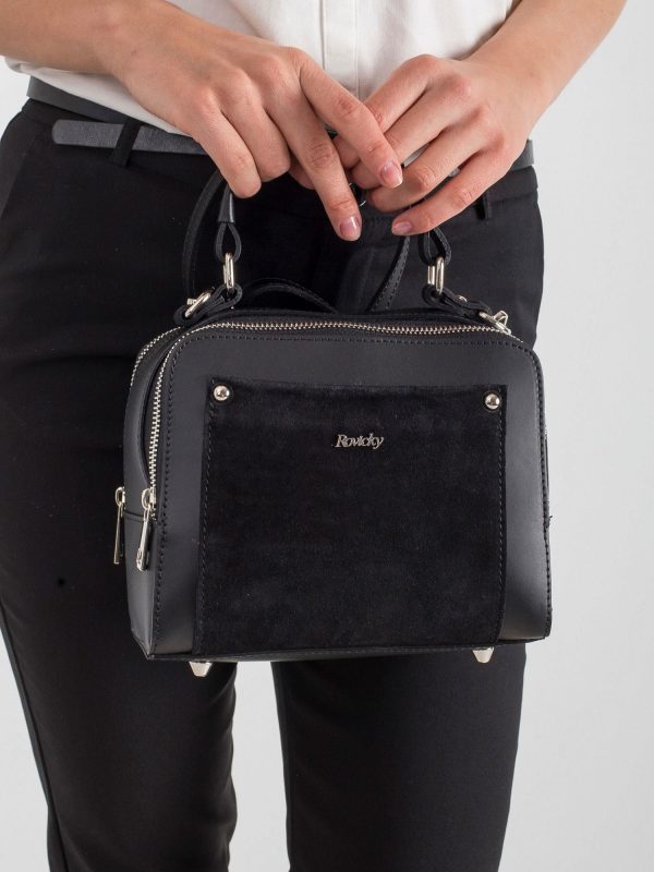 Black Two-Chamber Leather Messenger