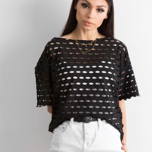 Openwork blouse for women black