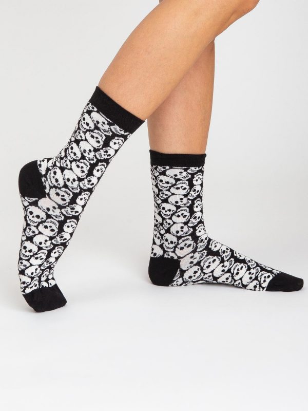 Black Women's Skull Socks