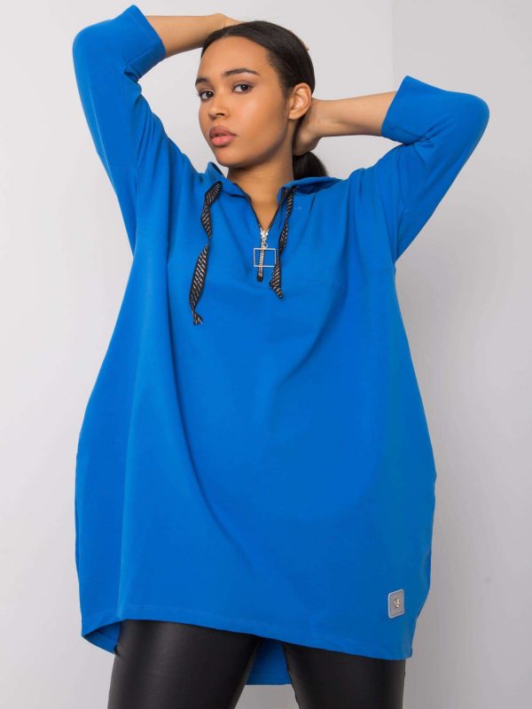 Dark Blue Plus Size Cotton Sweatshirt Adreana