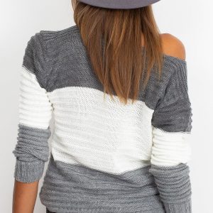 Grey-cream women's sweater