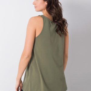 Khaki top with Evette inscription