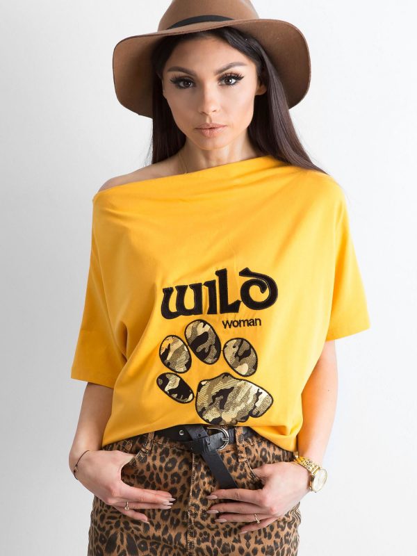 Yellow blouse with animal motif