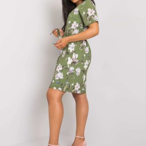 Khaki Plus Size Dress with Lauren Binding