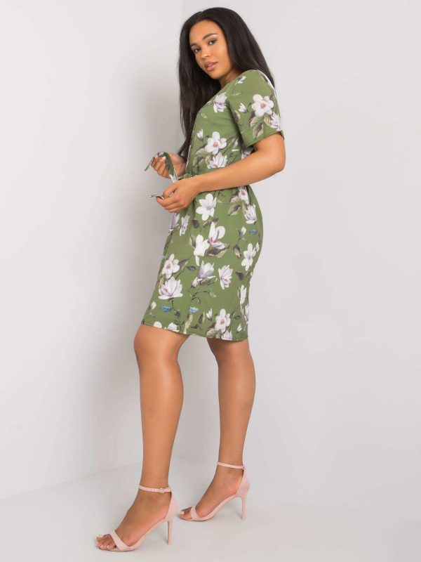 Khaki Plus Size Dress with Lauren Binding