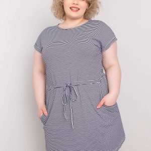 Navy Blue and White Plus Size Sariyah Striped Mini Dress