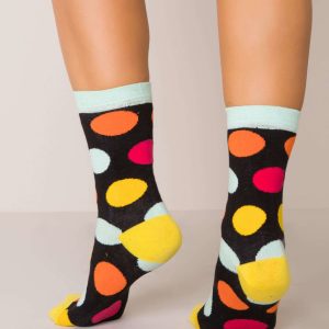 Black socks in colorful dots