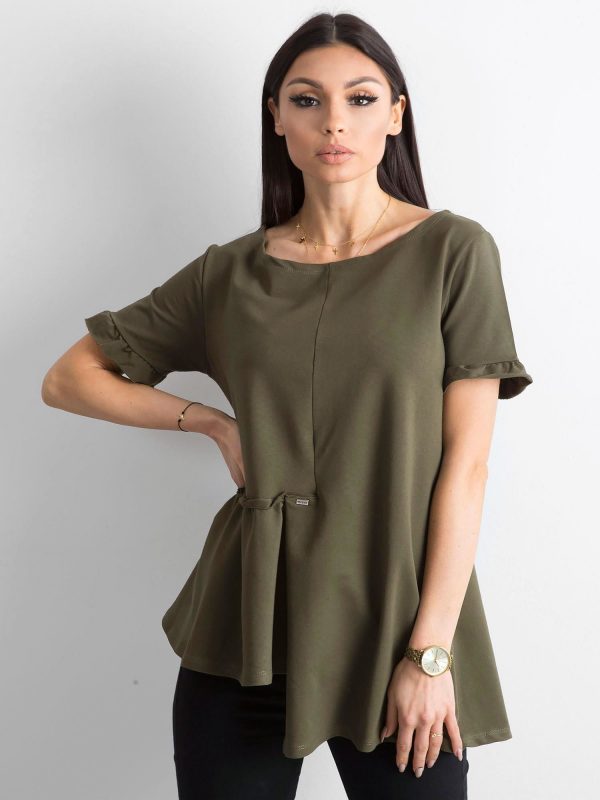 Asymmetrical khaki blouse
