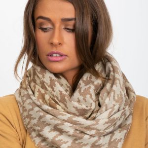 Beige scarf in houndstooth