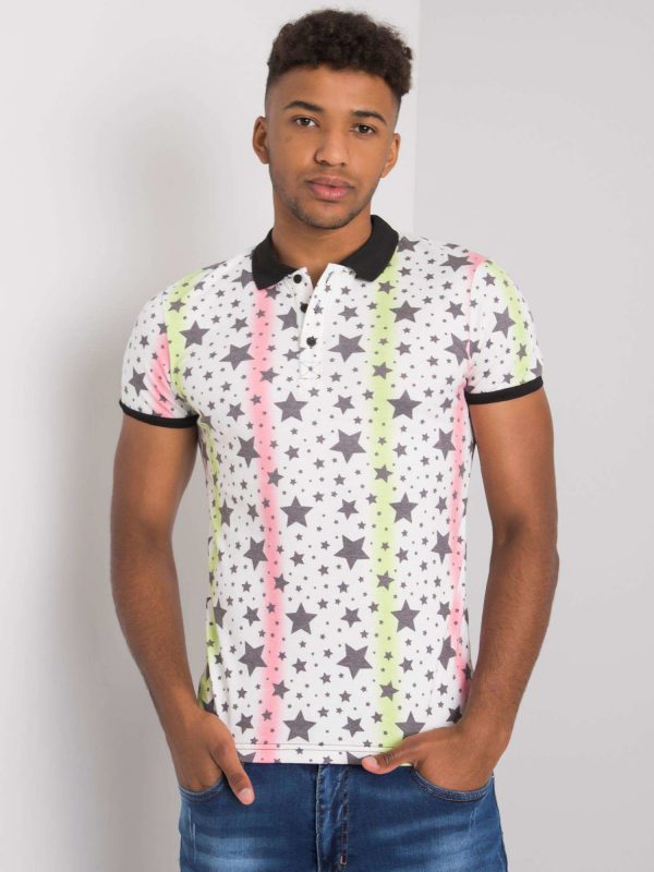 Jaxton Printed White Men's Polo Shirt