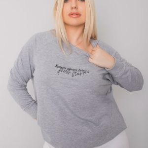 Grey melange plus size sweatshirt with Marlow inscription