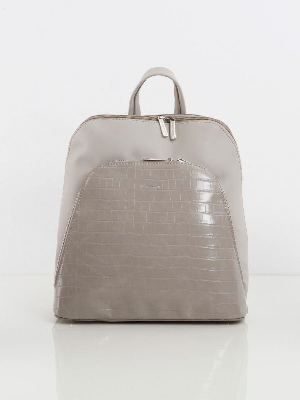 Light gray backpack with pocket