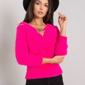 Fuchsia sweater with cutouts Leandre RUE PARIS