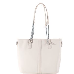 Light Beige Roomy Eco Leather Shoulder Bag