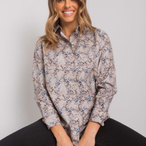 Dark beige patterned shirt for women Clermont RUE PARIS