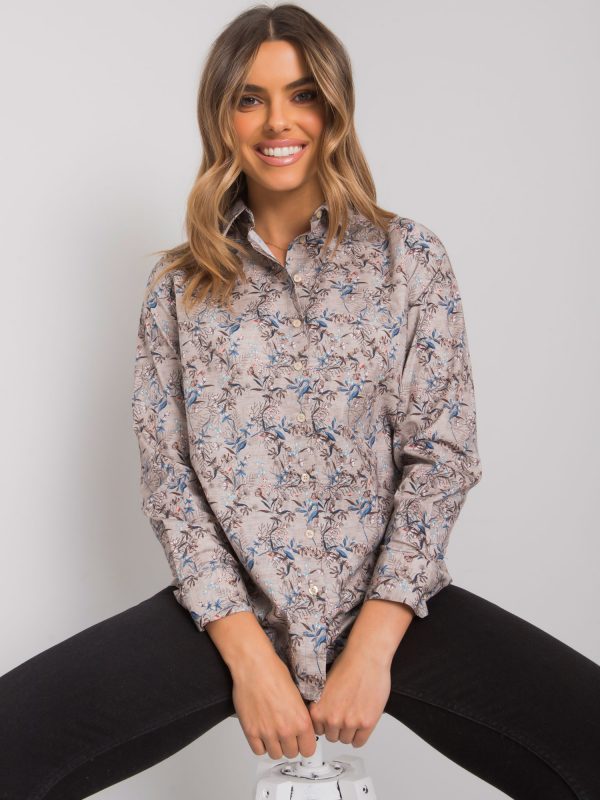 Dark beige patterned shirt for women Clermont RUE PARIS