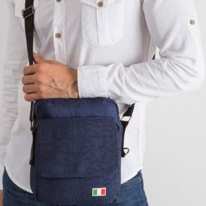 Dark blue men's bag with flip