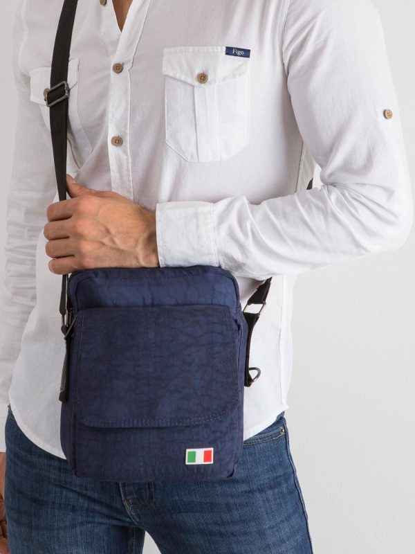 Dark blue men's bag with flip