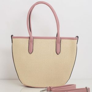 Beige and heather bag with braid