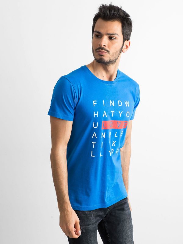 Blue Printed Men's T-Shirt