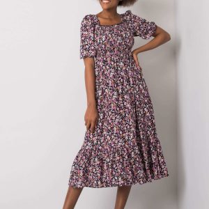 Danae RUE PARIS black and purple flower dress