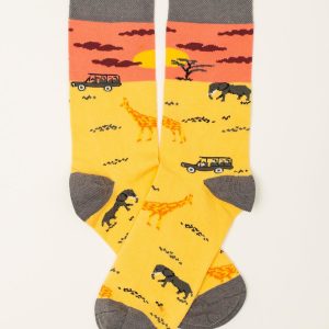 Yellow Printed Men's Socks