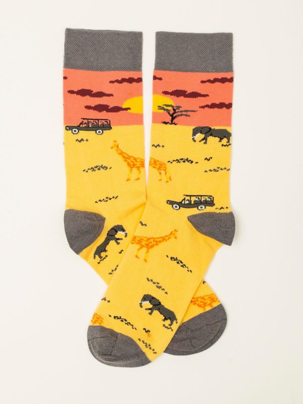 Yellow Printed Men's Socks