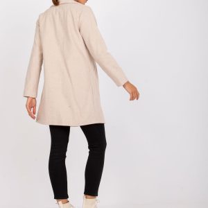 Beige women's coat with lining Louise RUE PARIS