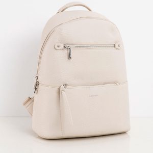 Beige women's backpack with pockets