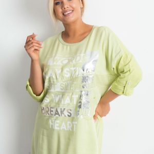 Plus size tunic with print light green