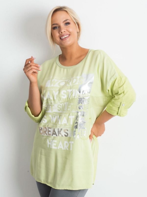 Plus size tunic with print light green