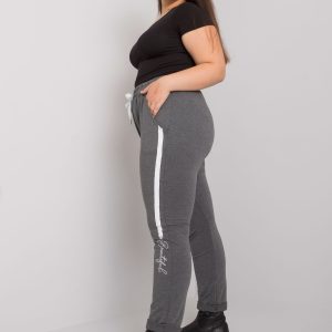 Dark Grey Plus Size Sweatpants with Abelia Print